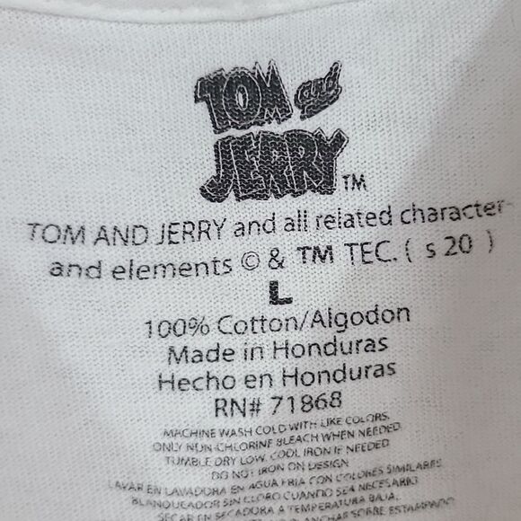 Retro Tom & Jerry Famous Cat Mouse Comedy Adventure White Graphic Tee Pop Art - Picture 3 of 4